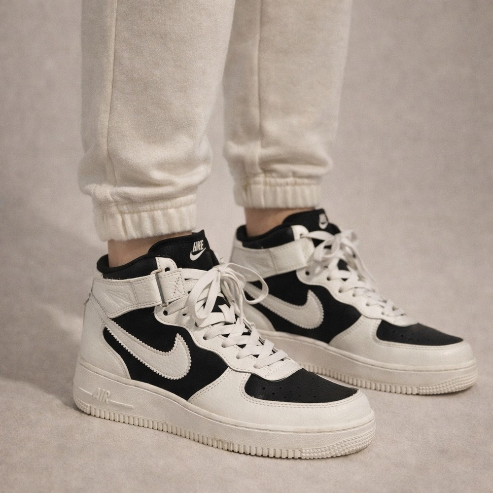 Woman’s White and Black Sneakers